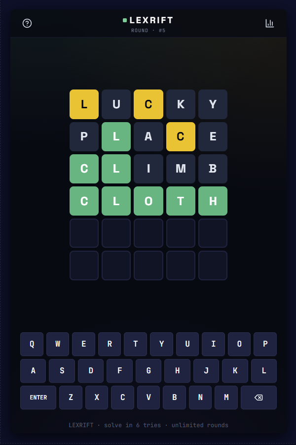 Play LEXRIFT Word Puzzle Game